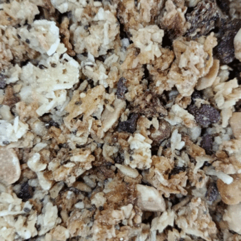 Granola Keto (Coco Rallado, almendras, Eritritol, Aceite Coco, Nueces, Pipas Girasol, Semillas Chia, Cañamo, Nibs Cacao…) /100 gr.